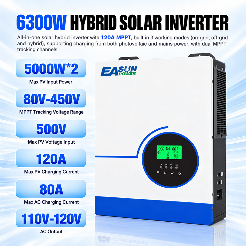 EASUN POWER 6300W Hybrid Solar - Grid Tie Inverter Limiter 2000W ulasan dan harga