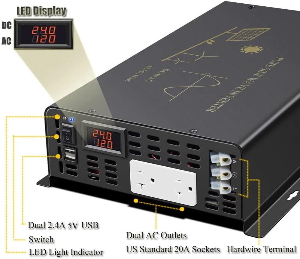 3000W Pure Sine Wave Solar Pow - Inverter Pure Sine Wave 60Hz 120V 3000W ulasan dan harga